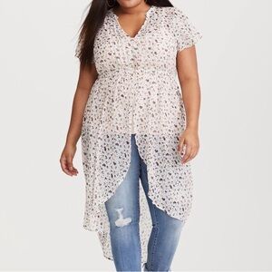 NWOT TOTRID Floral Duster Top Sz 2X
